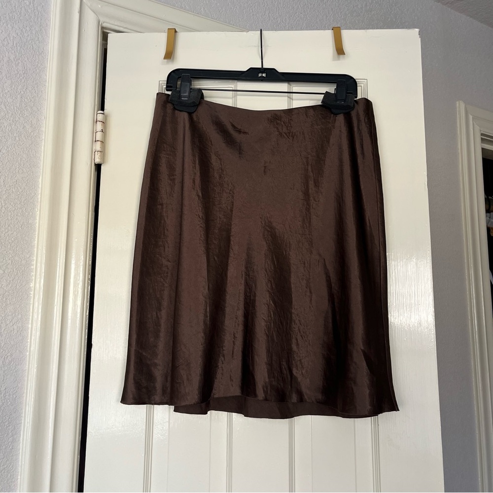 Vince Brown Mini Slip Skirt